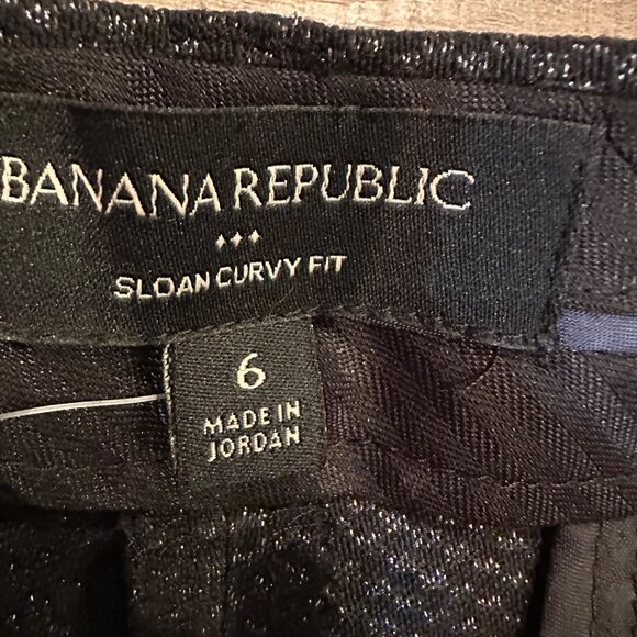 BANANA REPUBLIC WOMENS NEW BLACK SILVER PANTS SLOAN CURVY FIT SIZE 6 - Picture 8 of 11